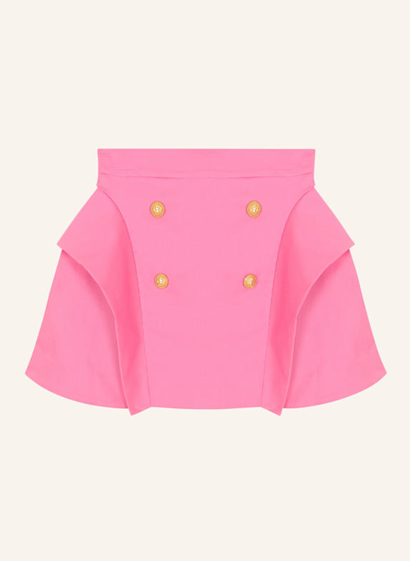 BALMAIN Einfarbiger ausgestellter Rock ROSA