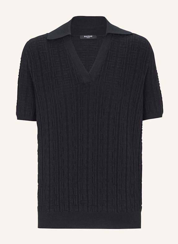BALMAIN Poloshirt mit Monogramm SCHWARZ