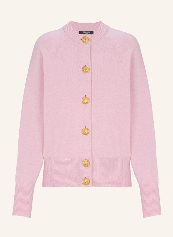 BALMAIN Geknöpfter Cardigan aus Bio-Kaschmir ROSA