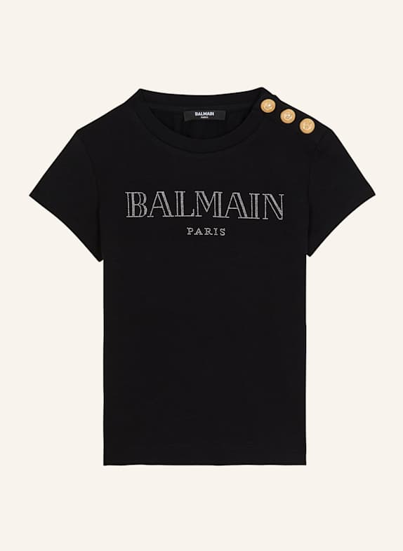 BALMAIN T-Shirt mit Balmain Vintage-Print SCHWARZ