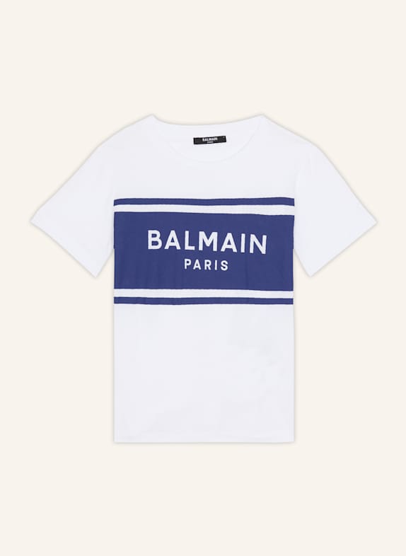BALMAIN T-Shirt mit Balmain Paris-Print WEISS