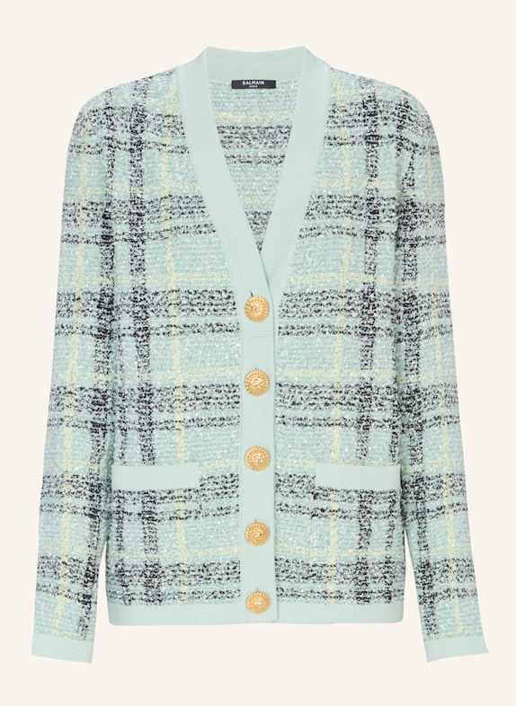 BALMAIN Lässiger Cardigan aus Tweed mit Pailletten GRÜN