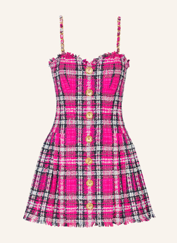BALMAIN Tartankleid mit Kettenträgern ROSA