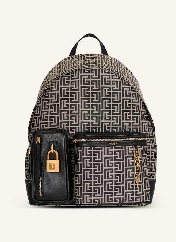 BALMAIN Rucksack Pulse aus Monogramm-Jacquard SCHWARZ