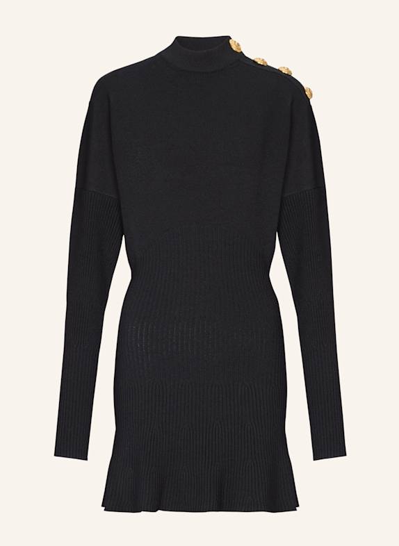 BALMAIN Kurzes, ausgestelltes Kleid SCHWARZ