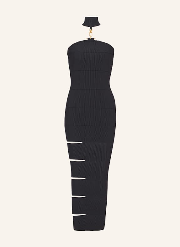 BALMAIN Langes, ärmelloses Kleid mit Schmuckdetail SCHWARZ