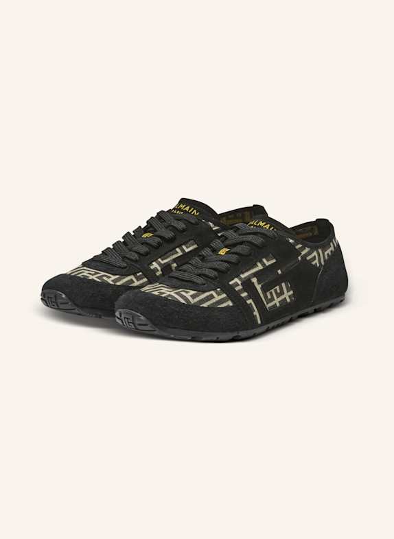 BALMAIN Sneakers Racer 45 aus Monogramm-Jacquard SCHWARZ