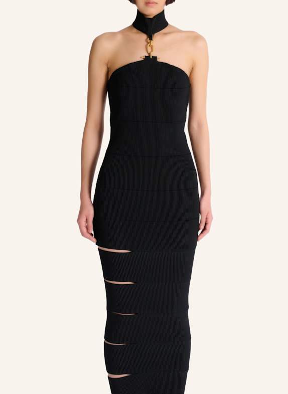 BALMAIN Langes, ärmelloses Kleid mit Schmuckdetail SCHWARZ