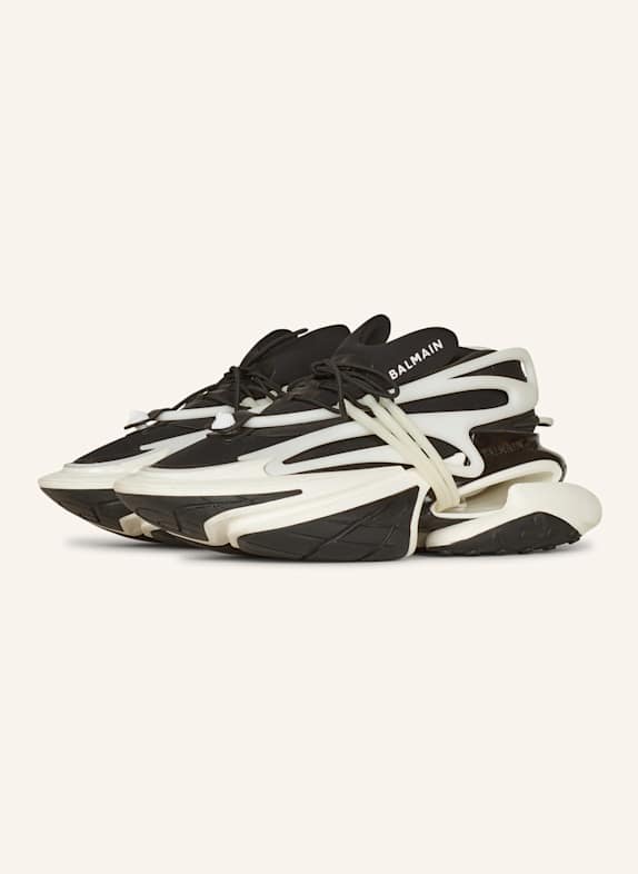 BALMAIN Low-Top-Sneakers Unicorn aus Neopren und Leder SCHWARZ