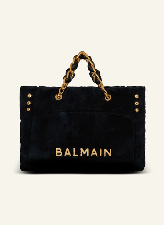 BALMAIN Shopper 1945 Soft aus Frottee SCHWARZ