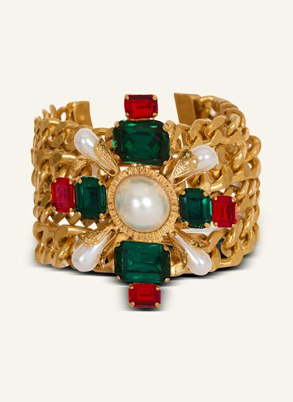 BALMAIN Barockes Armband mit Ketten und Perlen NUDE