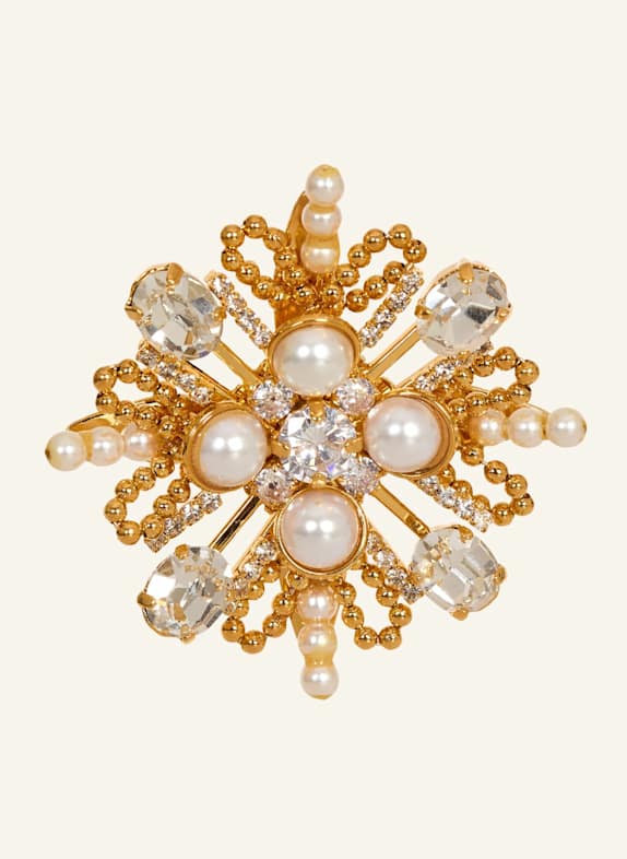 BALMAIN Brosche „Brandebourg“ mit Perlen und Kristallen GOLD