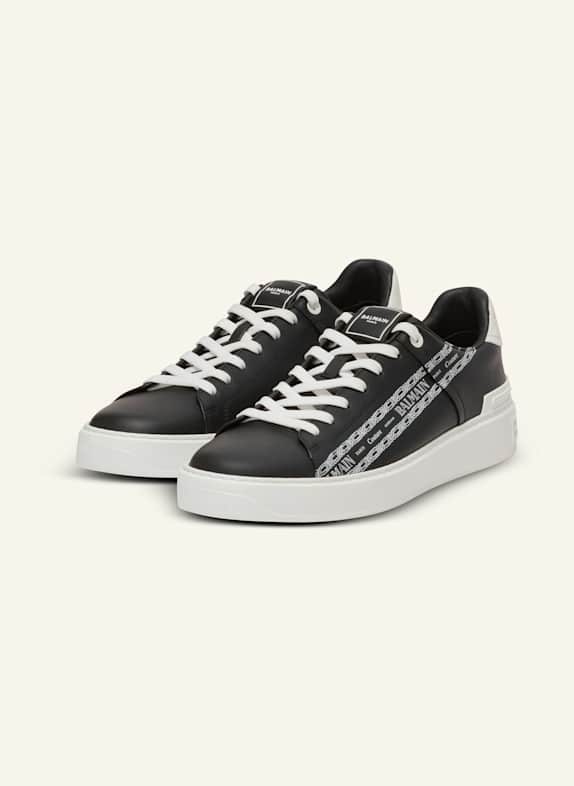 BALMAIN Sneakers B-Court aus bedrucktem Kalbsleder SCHWARZ