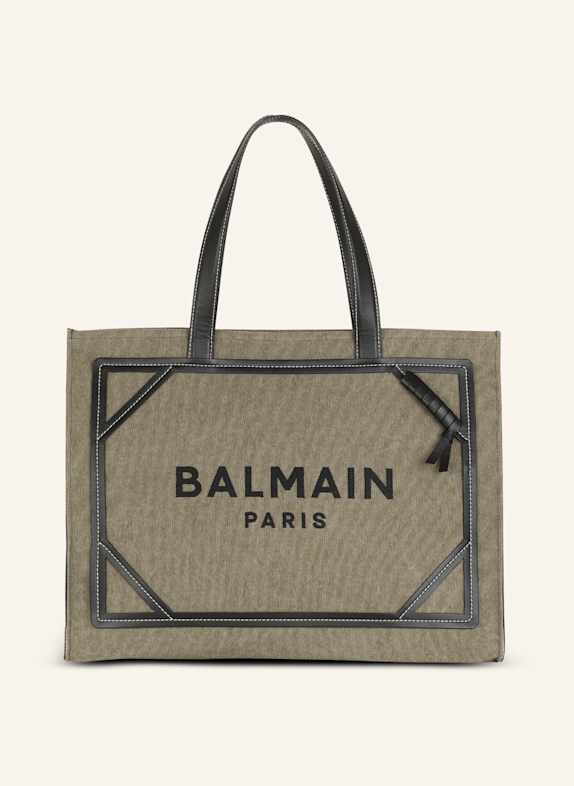 BALMAIN Shopper B-Army 42 aus Canvas mit Lederdetails GRÜN
