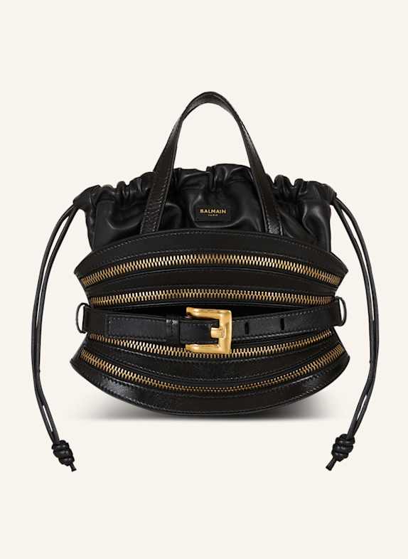 BALMAIN Mini-Tasche Shuffle mit Reißverschlüssen aus Kalbsleder SCHWARZ