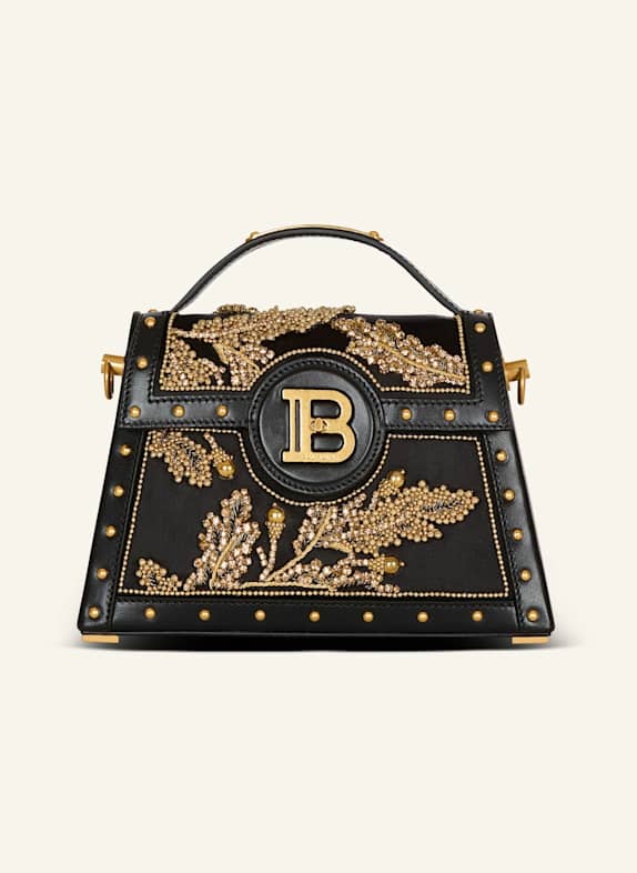 BALMAIN Tasche B-Buzz Dynasty aus besticktem Satin SCHWARZ