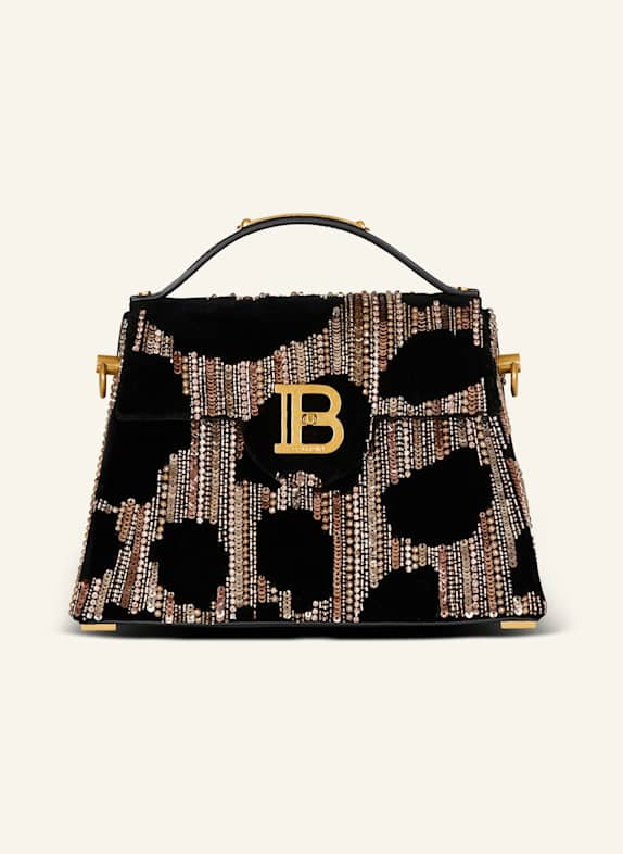 BALMAIN Tasche B-Buzz Dynasty aus besticktem Velours SCHWARZ