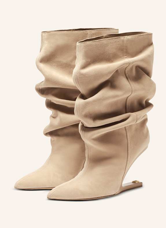 BALMAIN „No Wedge“-Stiefeletten aus Wildleder KHAKI