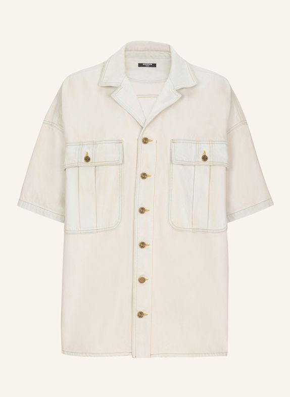 BALMAIN Overshirt aus verwaschenem Denim KHAKI