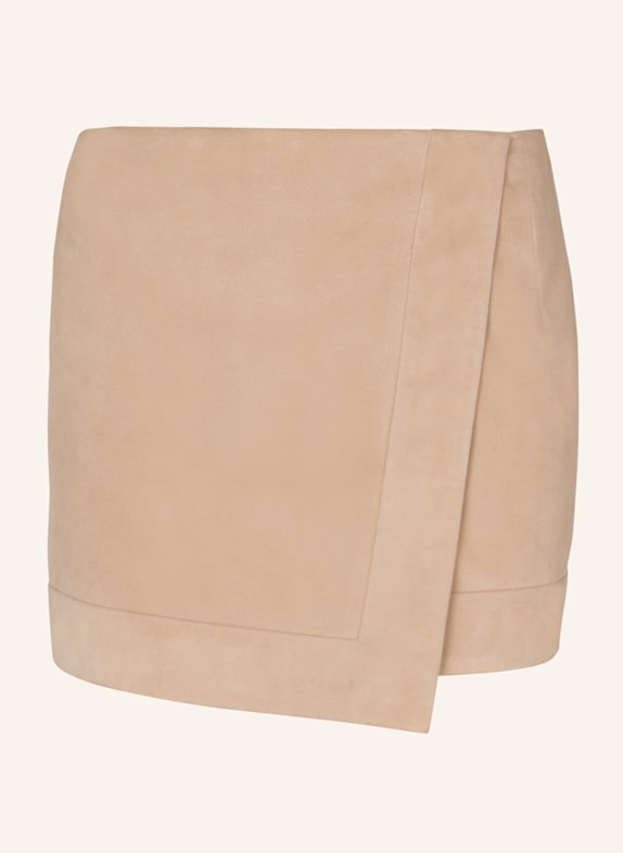 BALMAIN Wickelrock aus Wildleder KHAKI