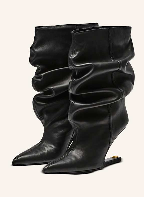 BALMAIN „No Wedge“-Stiefeletten aus Glattleder SCHWARZ