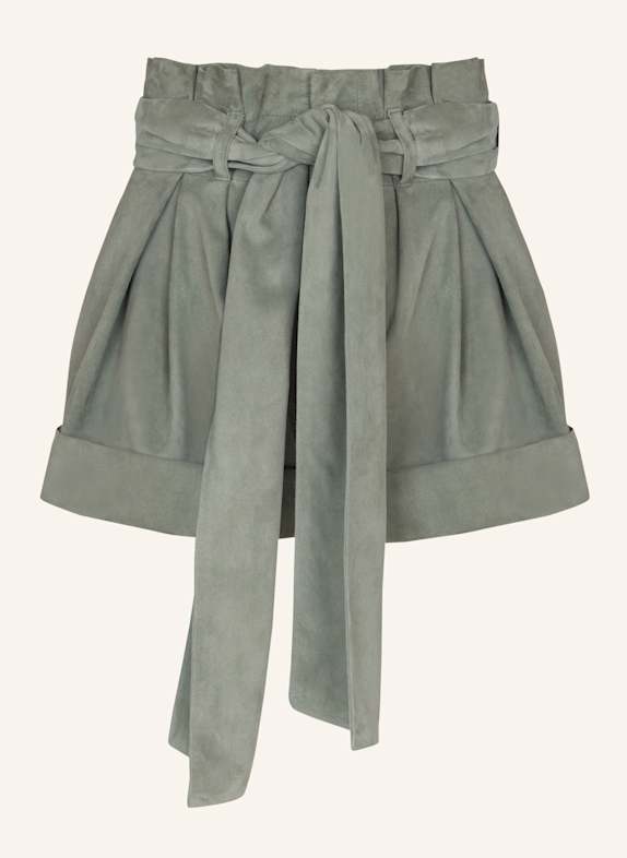 BALMAIN Shorts mit hoher Taille aus Wildleder GRÜN