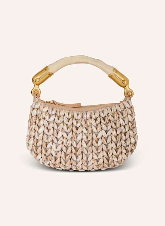 BALMAIN Mini-Tasche Ebene aus Wildleder und Muscheln KHAKI