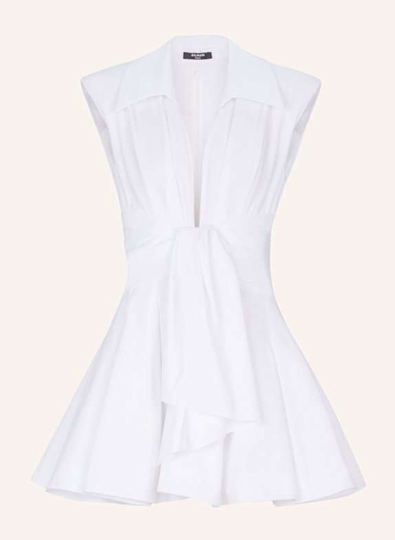BALMAIN Hemdkleid aus Baumwolle WEISS