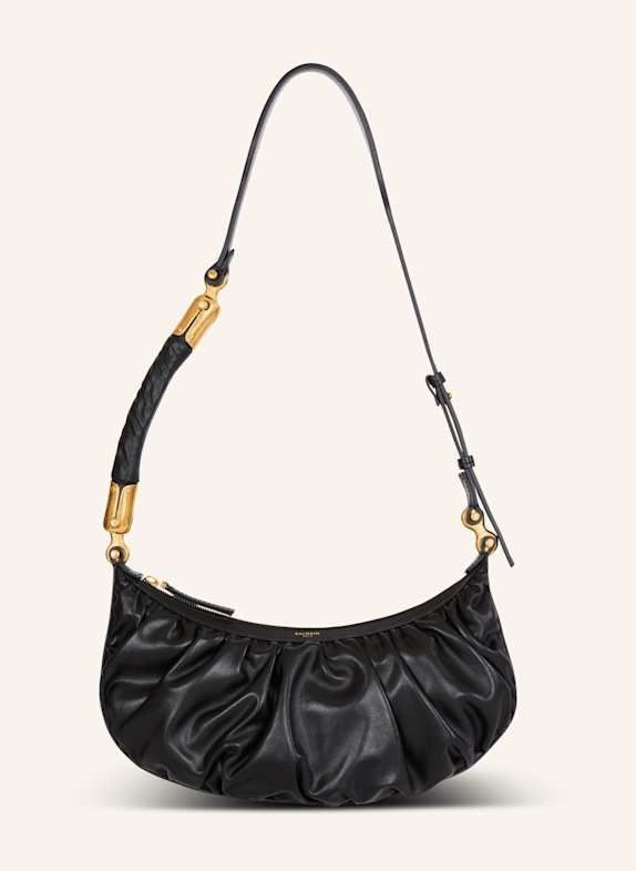 BALMAIN Hobo Bag Ebene aus Kalbsleder SCHWARZ