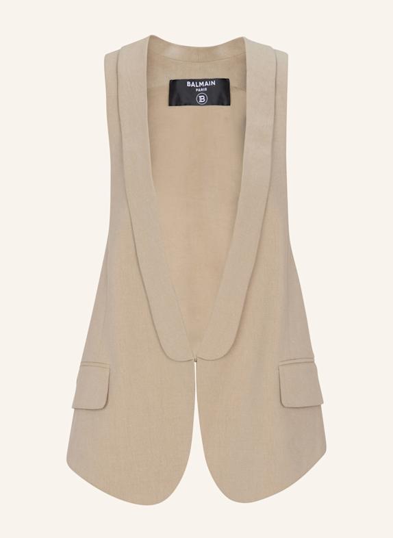 BALMAIN Asymmetrische Weste aus Baumwollgabardine KHAKI