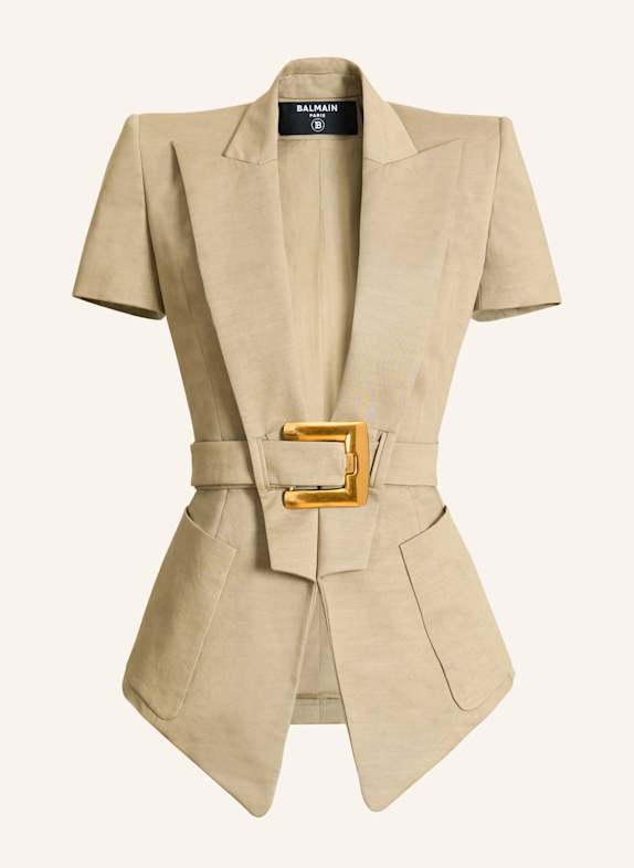 BALMAIN Jacke Anthem mit Gürtel aus Gabardine KHAKI