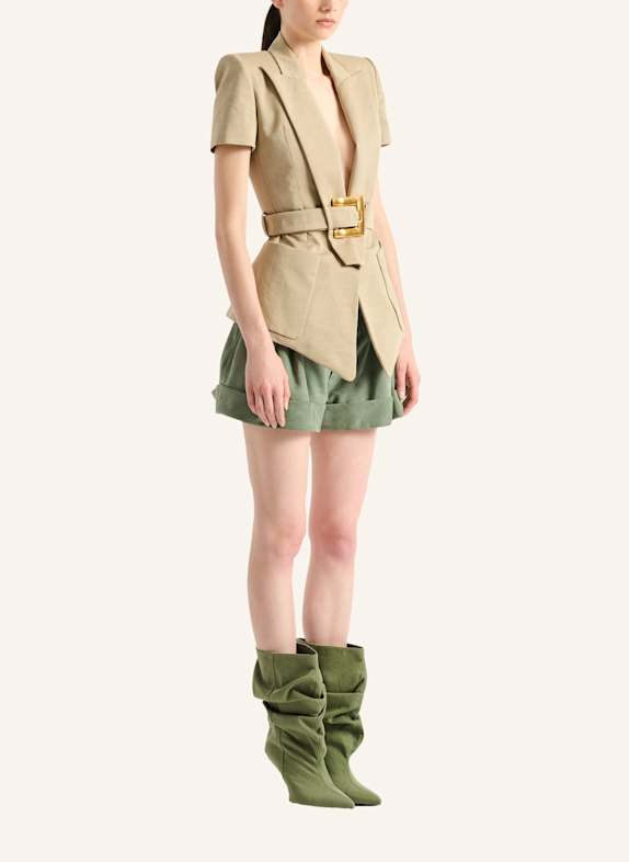 BALMAIN Jacke Anthem mit Gürtel aus Gabardine KHAKI
