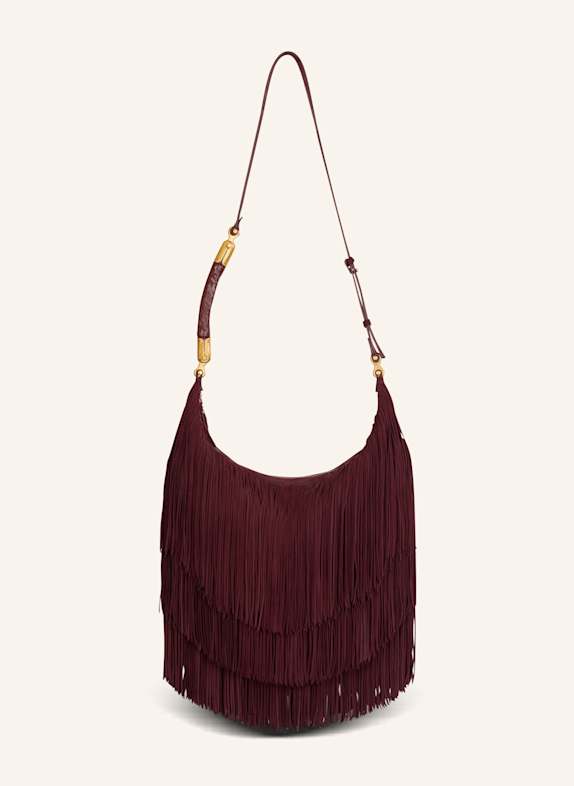 BALMAIN Große Hobo Bag Ebene aus Wildleder mit Fransen BRAUN