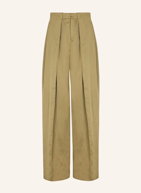 BALMAIN Satinierte Hose mit breiten, flachen Falten GRÜN