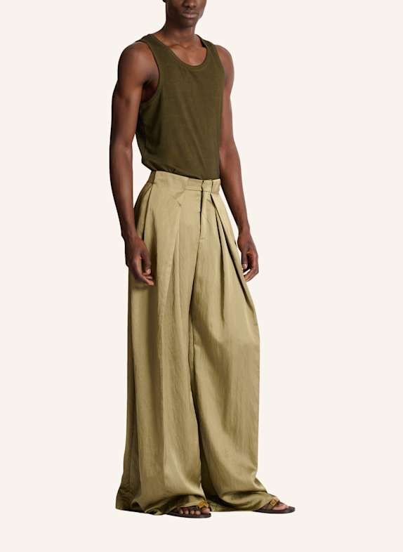 BALMAIN Satinierte Hose mit breiten, flachen Falten GRÜN
