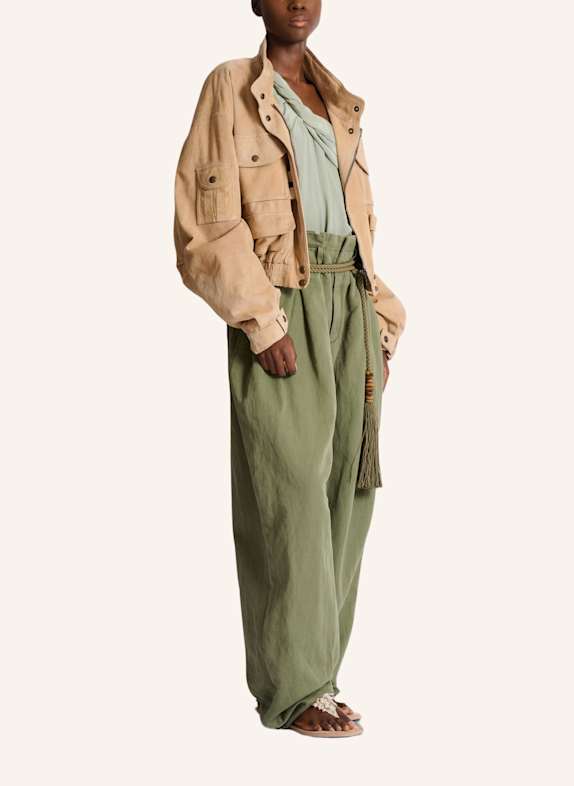 BALMAIN Bomberjacke aus Wildleder KHAKI