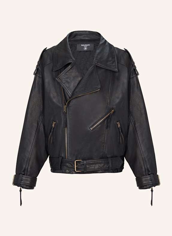 BALMAIN Bikerjacke aus Lammleder SCHWARZ