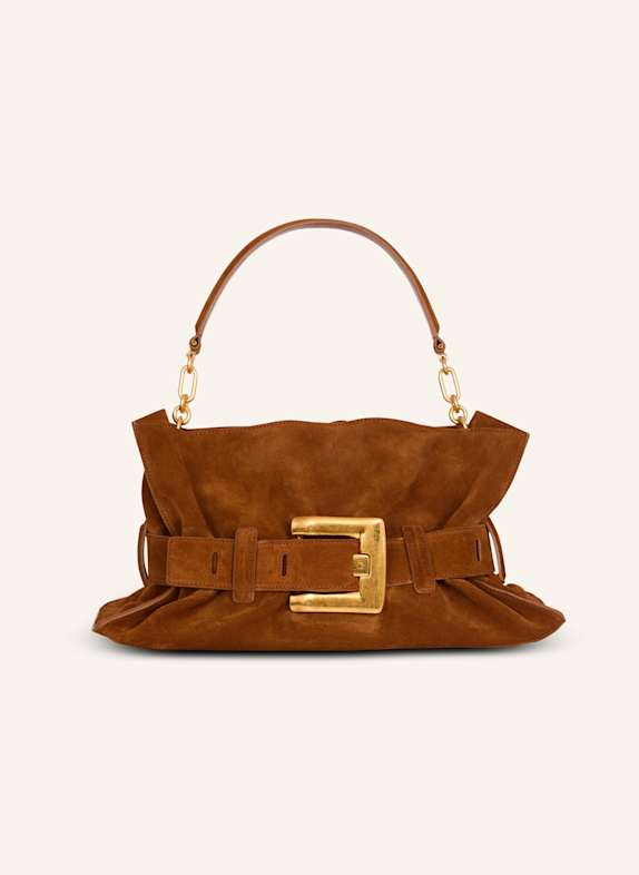 BALMAIN Mittelgroße Tasche Anthem aus Wildleder BRAUN