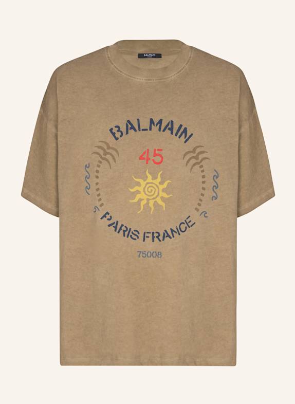 BALMAIN T-Shirt mit Balmain Club-Print KHAKI