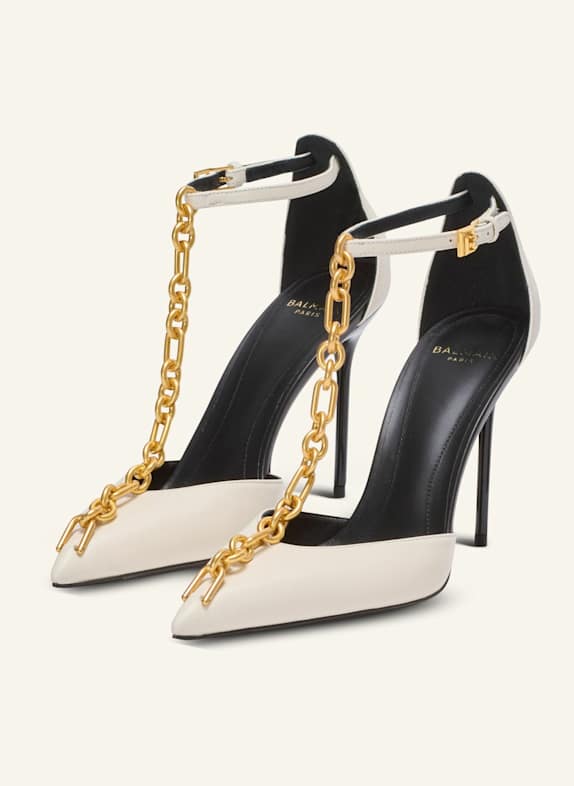 BALMAIN Sync Pumps aus Leder mit spitzer Zehenpartie KHAKI