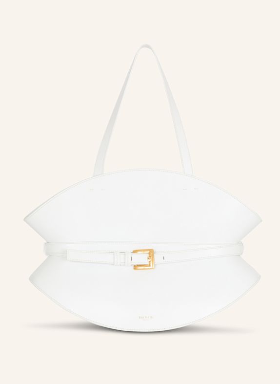 BALMAIN Mittelgroße Tasche Shuffle aus Kalbsleder WEISS