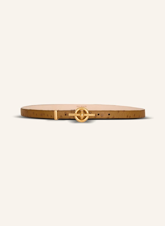 BALMAIN Gürtel T-Bar aus geprägtem Kalbsleder BRAUN
