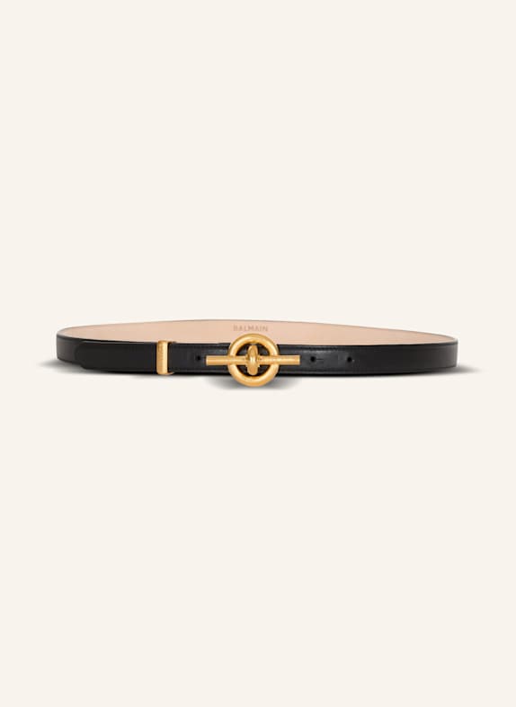 BALMAIN Gürtel T-Bar aus Kalbsleder SCHWARZ