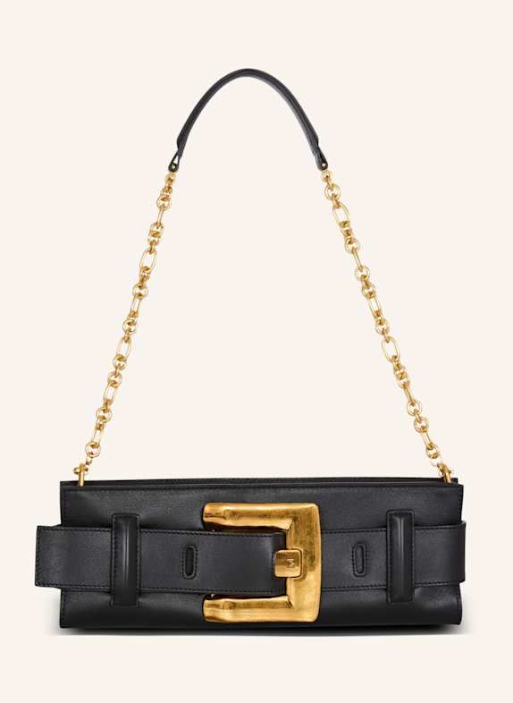 BALMAIN Anthem Clutch aus Kalbsleder SCHWARZ