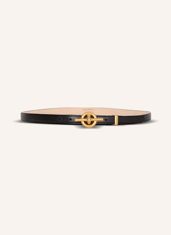 BALMAIN Gürtel T-Bar aus Kalbsleder SCHWARZ