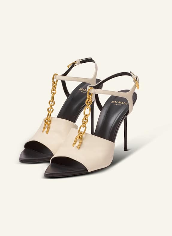 BALMAIN Sync Sandalen aus Leder mit Absatz KHAKI