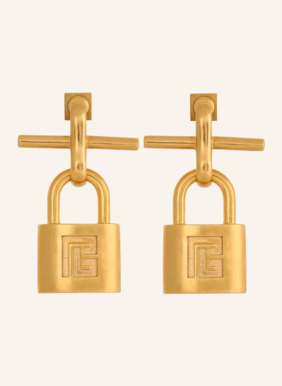 BALMAIN Ohrringe Pulse in Form von Vorhängeschlössern aus Messing GOLD
