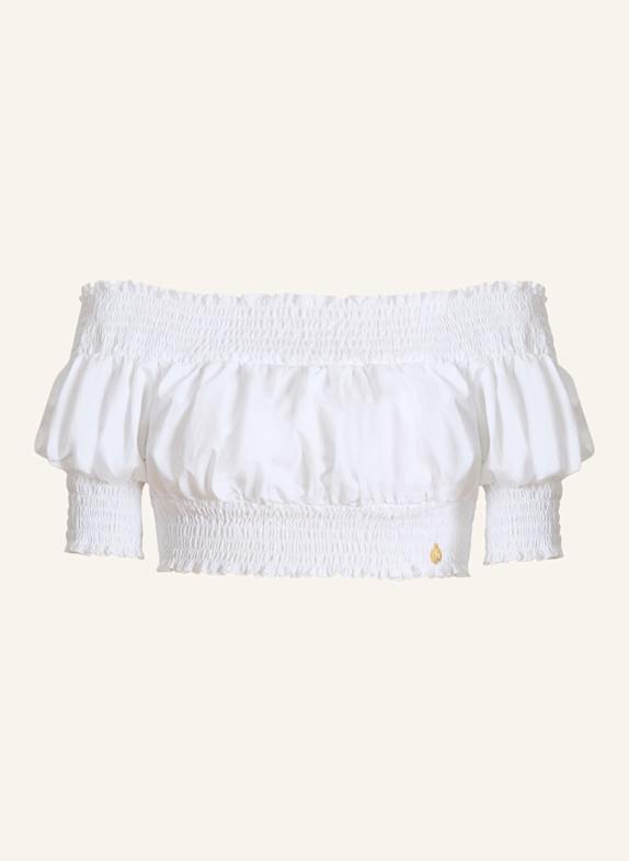 BALMAIN Schulterfreies Oberteil aus Popeline WEISS