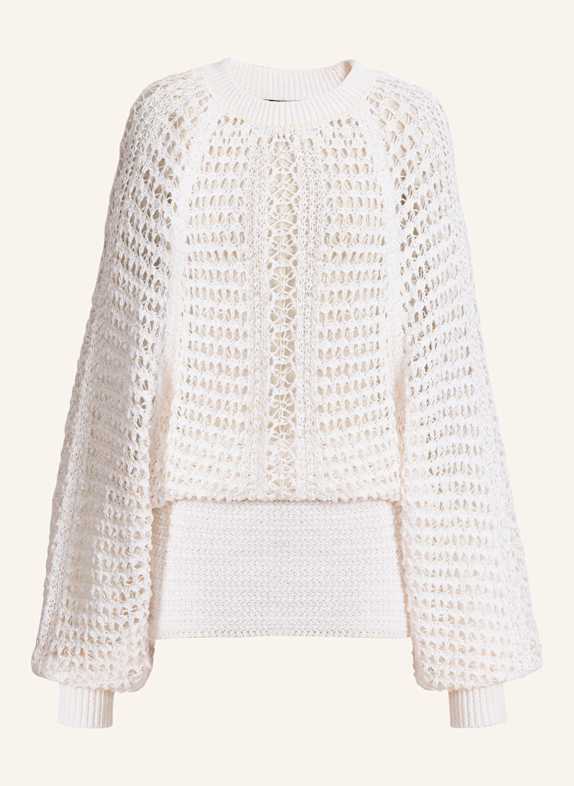 BALMAIN Kurzes Kleid aus gehäkelter Spitze WEISS
