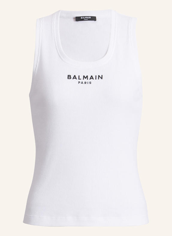 BALMAIN Tanktop mit Balmain Paris-Stickerei WEISS